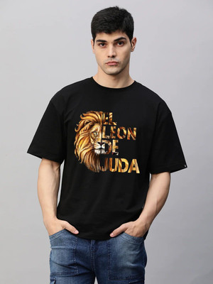 Pavis Printed Men Round Neck Black T-Shirt