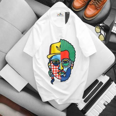 HouseOfCommon Printed Men Round Neck White T-Shirt