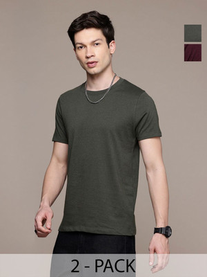 Moda Rapido Solid Men Round Neck Brown T-Shirt