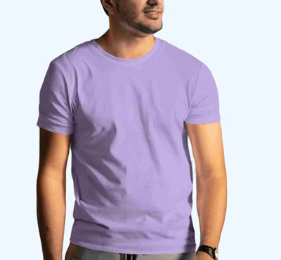 ayesha creation Solid Men Round Neck Purple T-Shirt