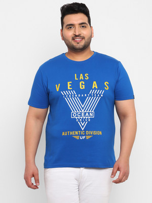 Urbano Plus Graphic Print, Typography Men Round Neck Blue T-Shirt