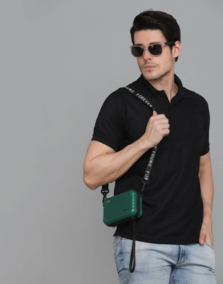Lakshya Fashions Solid Men Polo Neck Black T-Shirt