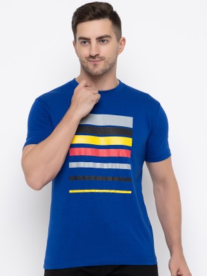 Modernity Printed Men Round Neck Blue T-Shirt