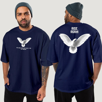 MIT Bharat Printed Men Round Neck Navy Blue T-Shirt