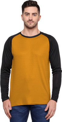 TQH Solid Men Round Neck Yellow T-Shirt