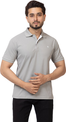 TWEUNBOY Solid Men Polo Neck Grey T-Shirt