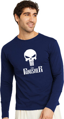 RULEDBYSUN Printed Men Round Neck Navy Blue T-Shirt