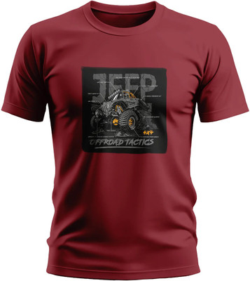 Warriorworld Printed Men Round Neck Maroon T-Shirt