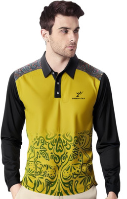 lookswala Printed Men Polo Neck Multicolor T-Shirt