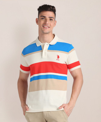 U.S. POLO ASSN. Striped Men Polo Neck Multicolor T-Shirt