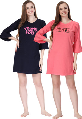 TWF Typography Women Round Neck Pink, Black T-Shirt