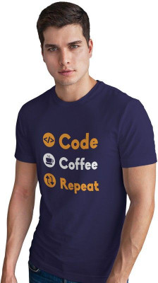 DUDEME Printed Men Round Neck Blue T-Shirt