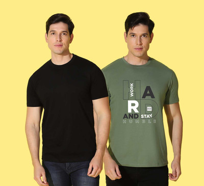 WOOSTRO Typography, Solid Men Round Neck Multicolor T-Shirt