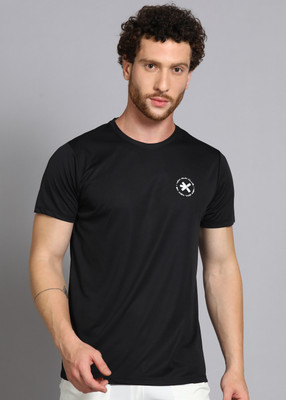 HRX by Hrithik Roshan Solid, Printed Men Round Neck Black T-Shirt