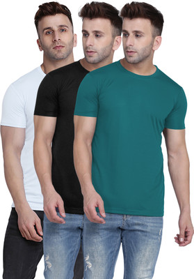 TQH Solid Men Round Neck Multicolor T-Shirt