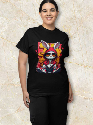PD CLORI Printed Women Round Neck Black T-Shirt