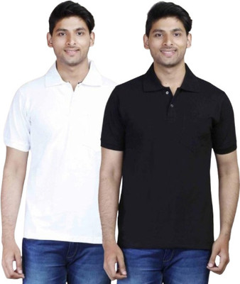 ZODIC FASHION Solid Men Polo Neck Red, Light Blue T-Shirt