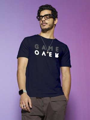 BEWAKOOF Printed Men Round Neck Blue T-Shirt