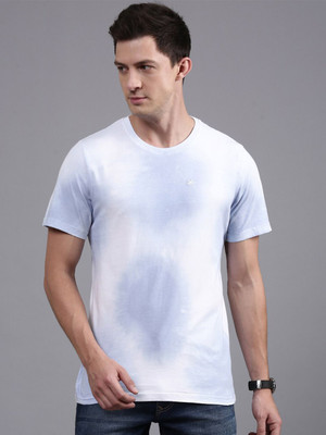 WROGN Solid Men Round Neck Blue T-Shirt