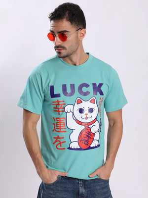 Bene Kleed Graphic Print Men Round Neck Blue T-Shirt