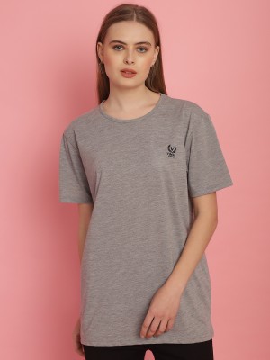 VIMAL JONNEY Solid Women Round Neck Grey T-Shirt