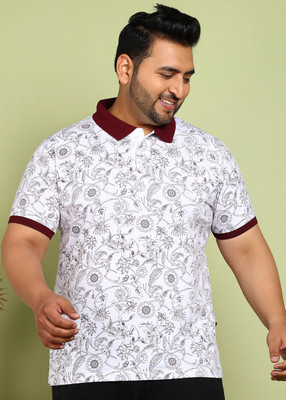 METRONAUT PLUS Printed Men Polo Neck White T-Shirt