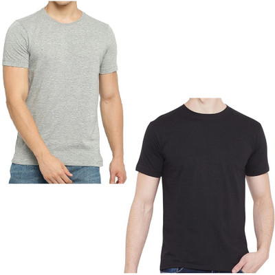 little monkeys Solid Men Round Neck Red, Black, White, Grey T-Shirt