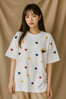 INFIRAX Printed Women Round Neck White T-Shirt
