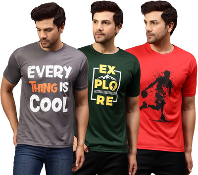 Garmin Printed Men Round Neck Multicolor T-Shirt