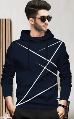 TRIPR Printed Men Hooded Neck Navy Blue T-Shirt