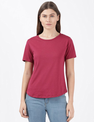JOCKEY Solid Women Round Neck Red T-Shirt