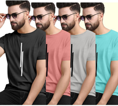 elcocreation Solid Men Round Neck Multicolor T-Shirt
