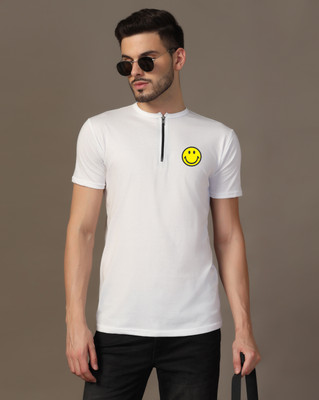 tfurnish Solid Men Mandarin Collar White T-Shirt