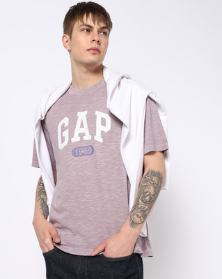 GAP Washed, Washed/Ombre Men Round Neck Purple T-Shirt