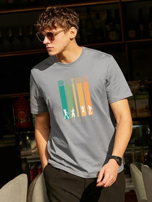DRIPTHREAD Striped Men Round Neck Purple, White T-Shirt