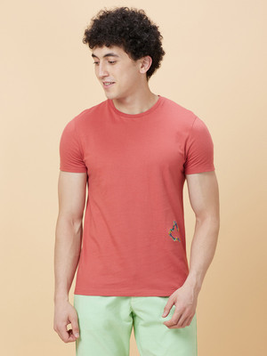 BEING HUMAN Solid Men Round Neck Orange T-Shirt