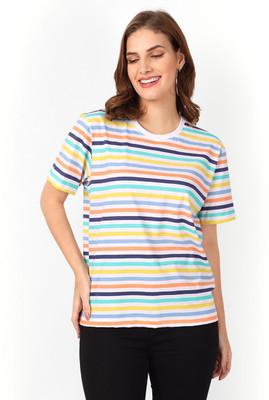 METRONAUT Printed Women Round Neck Multicolor T-Shirt