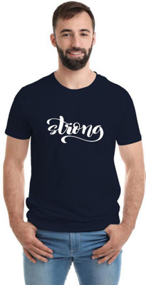 SmarTee Street Typography Men Round Neck Blue T-Shirt
