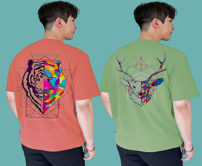 Clothy Trend Printed Men Round Neck Multicolor T-Shirt