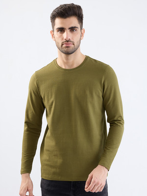 Spykar Solid Men Round Neck Green T-Shirt