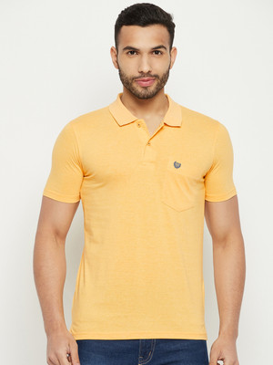 DUKE Solid Men Polo Neck Yellow T-Shirt