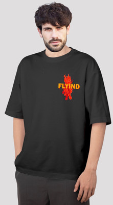 FLYIND VOGUE OUTFIT Printed, Typography Men Round Neck Black T-Shirt