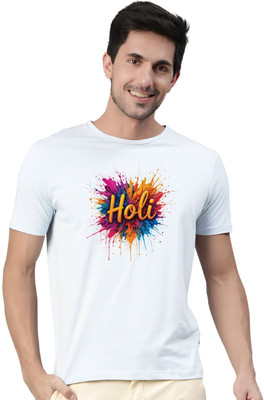 Binayak Printed Men Round Neck White T-Shirt