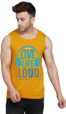 SLOWLORIS Graphic Print Men Round Neck Yellow, White T-Shirt