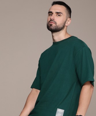 Roadster Solid Men Round Neck Dark Green T-Shirt