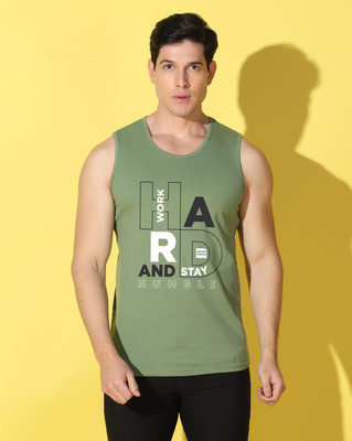 WOOSTRO Printed Men Round Neck Light Green T-Shirt