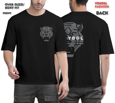 Yobdel Printed, Typography Men Round Neck Black T-Shirt