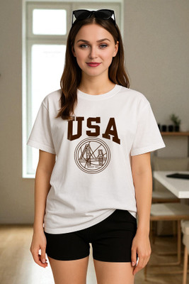 Elvia Graphic Print Women Round Neck White T-Shirt