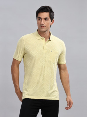 WEXFORD Self Design Men Polo Neck Yellow T-Shirt
