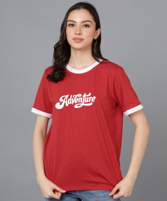 Adyavastram Typography Women Round Neck Red T-Shirt